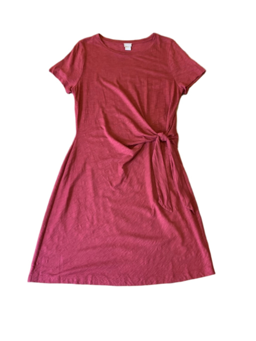 Chico’s Dress Size 2 (US 12/14) Burgundy Short Sleeve Side Tie